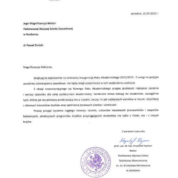 List gratulacyjny - PWSTE w Jaros┼éawiu1024_1