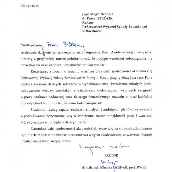 List gratulacyjny - PWSZ w Nowym S─ůczu1024_1