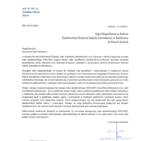 List gratulacyjny - Politechnika ┼Ül─ůska1024_1