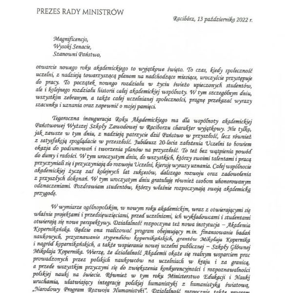 List gratulacyjny - Premier Mateusz Morawiecki1024_1