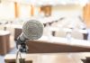 Close up microphone at seminar room