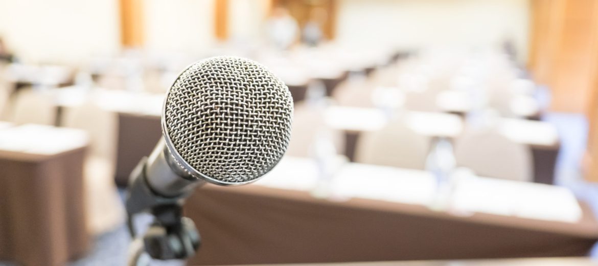 Close up microphone at seminar room